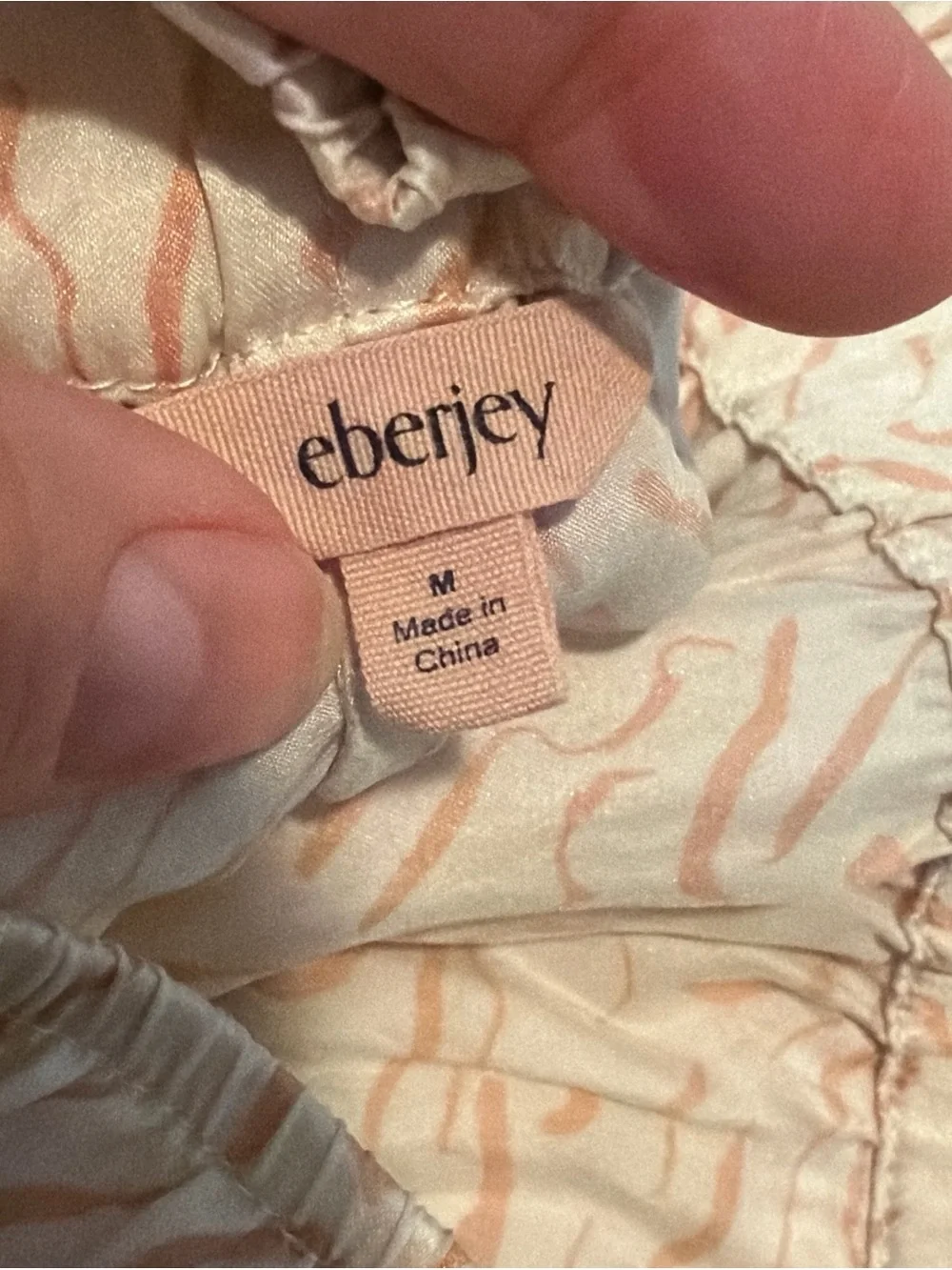 $298 Eberjey Inez Washable Silk Printed Long Pajama Set Medium